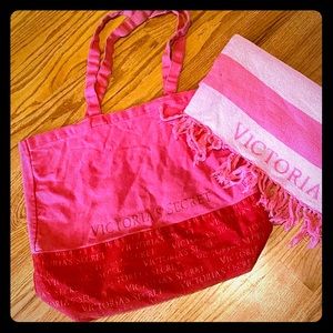 Red and pink Victoria’s Secret tote/beach bag!